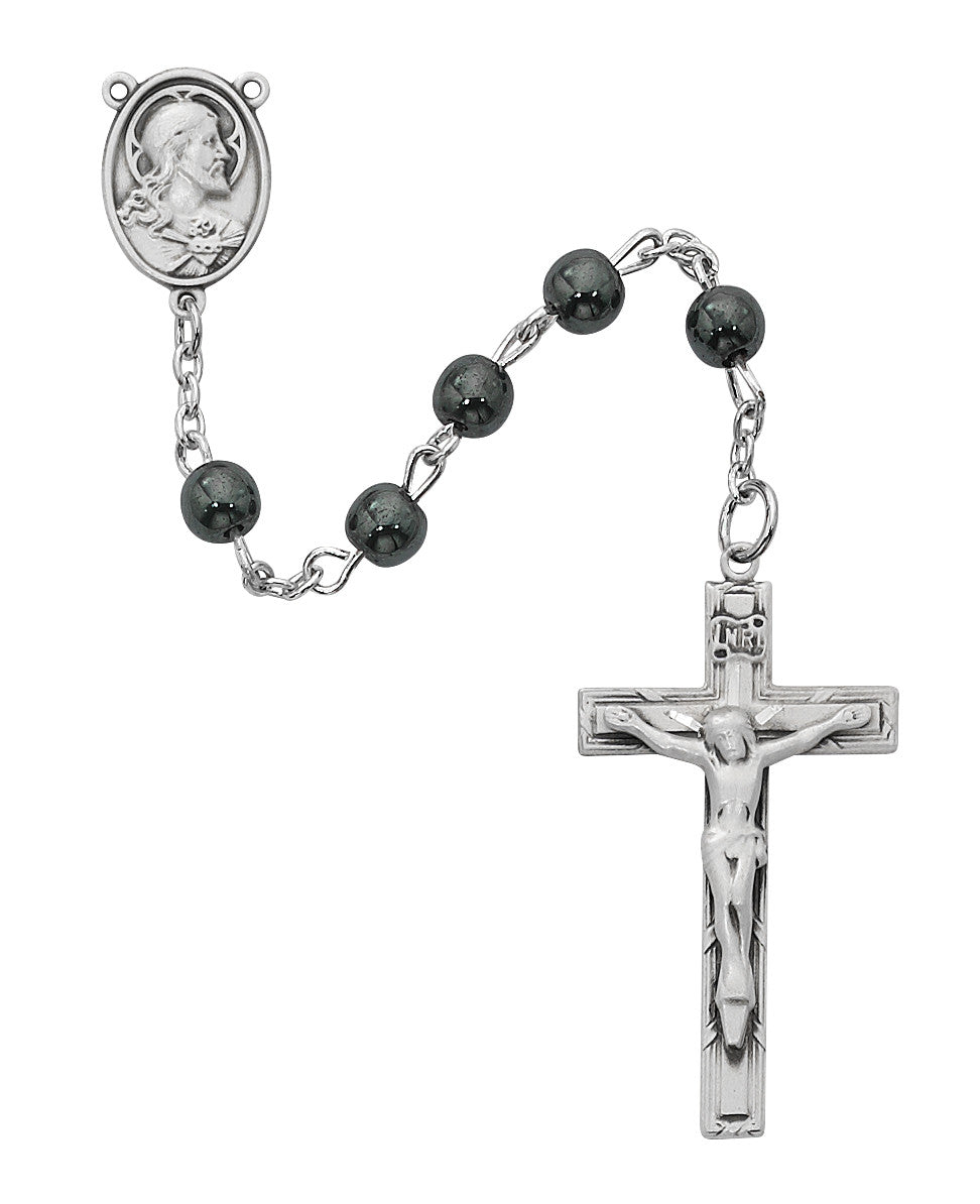 Pewt 6MM Genuine Hematite Rosary – CatholicShop.com