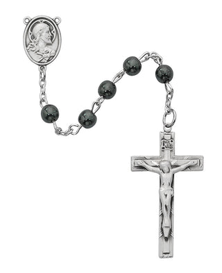 Pewt 6MM Genuine Hematite Rosary