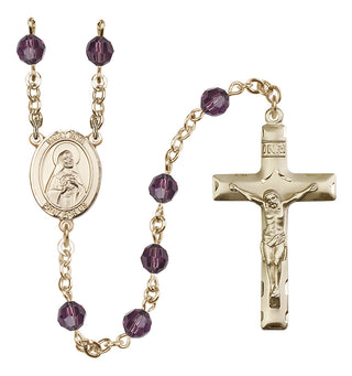 14 Karat Gold-Filled 6mm Austrian Crystal Saint Rita of Cascia Rosary in Amethyst
