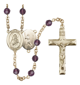 14 Karat Gold-Filled 6mm Austrian Crystal Saint Rita / Baseball Rosary in Amethyst