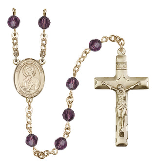 14 Karat Gold-Filled 6mm Austrian Crystal Saint Dominic Savio Rosary in Amethyst