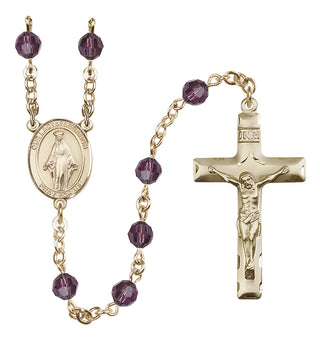 14 Karat Gold-Filled 6mm Austrian Crystal Our Lady of Lebanon Rosary in Amethyst