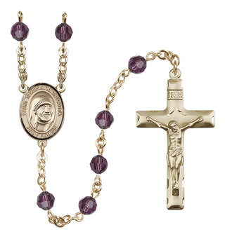 14 Karat Gold-Filled 6mm Austrian Crystal Saint Teresa of Calcutta Rosary in Amethyst