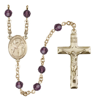 14 Karat Gold-Filled 6mm Austrian Crystal Saint Columbanus Rosary in Amethyst