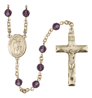 14 Karat Gold-Filled 6mm Austrian Crystal Saint Thomas A Becket Rosary in Amethyst