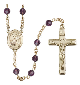 14 Karat Gold-Filled 6mm Austrian Crystal Saint John Licci Rosary in Amethyst