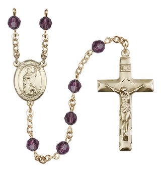 14 Karat Gold-Filled 6mm Austrian Crystal Saint Drogo Rosary in Amethyst