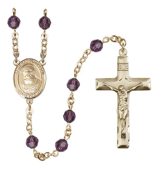 14 Karat Gold-Filled 6mm Austrian Crystal Saint Daniel Comboni Rosary in Amethyst
