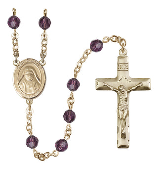 14 Karat Gold-Filled 6mm Austrian Crystal Saint Alphonsa of India Rosary in Amethyst