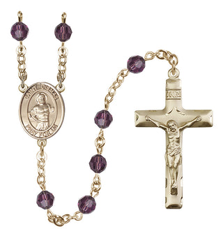 14 Karat Gold-Filled 6mm Austrian Crystal Saint Dismas Rosary in Amethyst