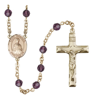 14 Karat Gold-Filled 6mm Austrian Crystal Saint Winifred of Wales Rosary in Amethyst