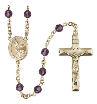 14 Karat Gold-Filled 6mm Austrian Crystal Saint Margaret Mary Alacoque Rosary in Amethyst