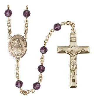 14 Karat Gold-Filled 6mm Austrian Crystal Saint Mary Mackillop Rosary in Amethyst
