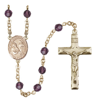 14 Karat Gold-Filled 6mm Austrian Crystal Saint Mary Magdalene of Canossa Rosary in Amethyst