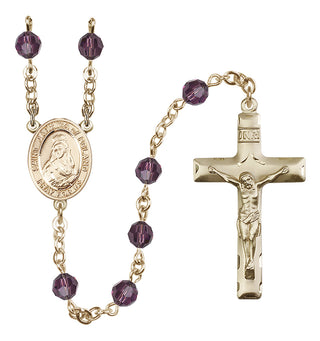 14 Karat Gold-Filled 6mm Austrian Crystal Saint Jadwiga of Poland Rosary in Amethyst