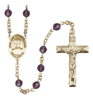 14 Karat Gold-Filled 6mm Austrian Crystal Saint Jose Sanchez del Rio Rosary in Amethyst