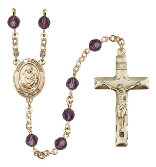 14 Karat Gold-Filled 6mm Austrian Crystal Saint Norbert of Xanten Rosary in Amethyst