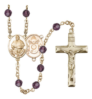 14 Karat Gold-Filled 6mm Austrian Crystal Pope Francis Rosary in Amethyst