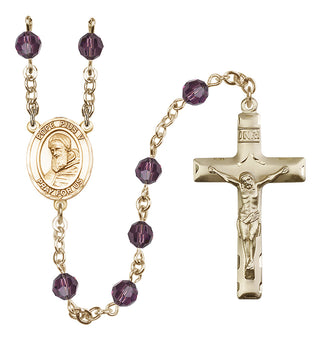 14 Karat Gold-Filled 6mm Austrian Crystal Pope Pius V Rosary in Amethyst