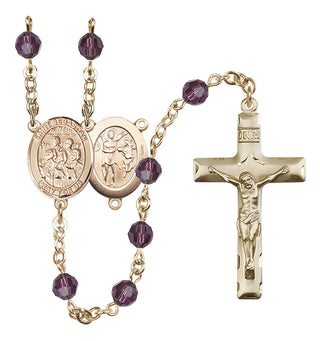 14 Karat Gold-Filled 6mm Austrian Crystal Saint Sebastian / Choir Rosary in Amethyst