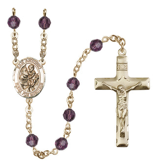 14 Karat Gold 6mm Austrian Crystal San Antonio Rosary in Amethyst
