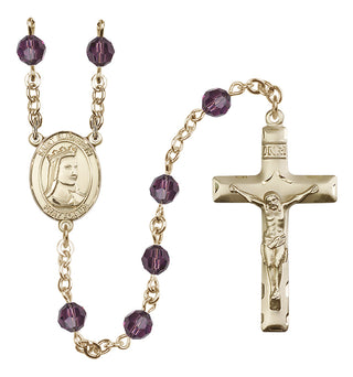 14 Karat Gold 6mm Austrian Crystal Saint Elizabeth of Hungary Rosary in Amethyst