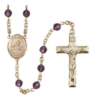 14 Karat Gold 6mm Austrian Crystal San Jose Rosary in Amethyst