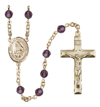 14 Karat Gold 6mm Austrian Crystal Virgen de la Divina Providencia Rosary in Amethyst