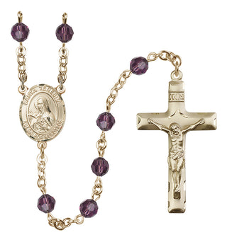 14 Karat Gold 6mm Austrian Crystal Santa Teresita Rosary in Amethyst