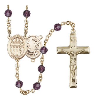 14 Karat Gold 6mm Austrian Crystal Saint Cecilia / Choir Rosary in Amethyst