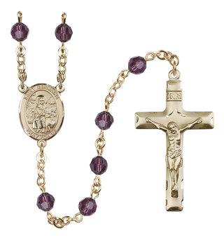 14 Karat Gold 6mm Austrian Crystal Saint Germaine Cousin Rosary in Amethyst