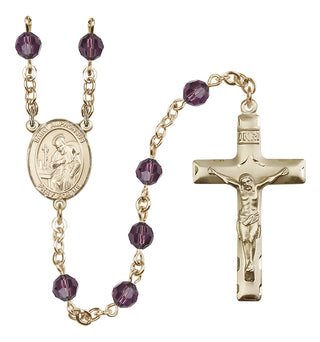 14 Karat Gold 6mm Austrian Crystal Saint Alphonsus Rosary in Amethyst