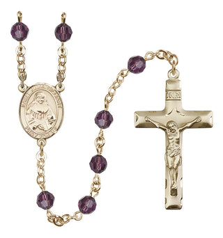 14 Karat Gold 6mm Austrian Crystal Saint Julia Billiart Rosary in Amethyst