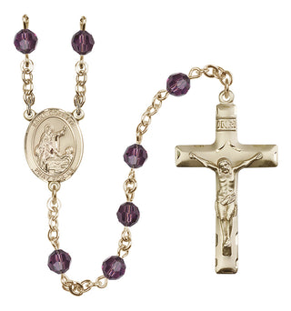 14 Karat Gold 6mm Austrian Crystal Saint Colette Rosary in Amethyst