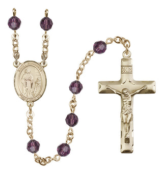 14 Karat Gold 6mm Austrian Crystal Saint Susanna Rosary in Amethyst