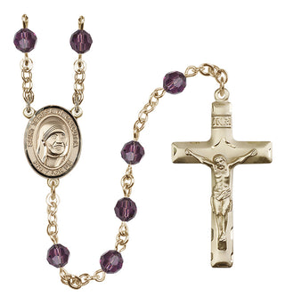 14 Karat Gold 6mm Austrian Crystal Saint Teresa of Calcutta Rosary in Amethyst