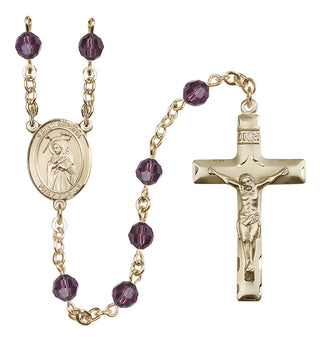 14 Karat Gold 6mm Austrian Crystal Saint Regina Rosary in Amethyst