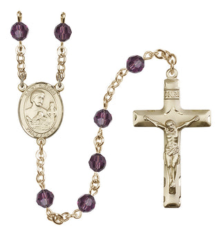 14 Karat Gold 6mm Austrian Crystal Saint Kieran Rosary in Amethyst
