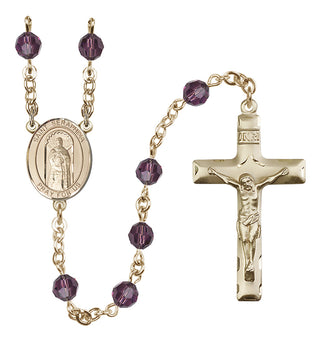 14 Karat Gold 6mm Austrian Crystal Saint Seraphina Rosary in Amethyst