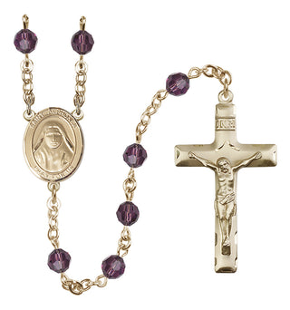 14 Karat Gold 6mm Austrian Crystal Saint Alphonsa of India Rosary in Amethyst