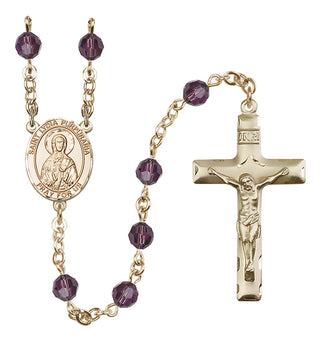 14 Karat Gold 6mm Austrian Crystal Saint Lydia Purpuraria Rosary in Amethyst