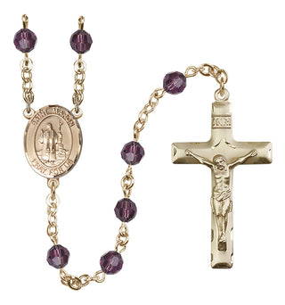 14 Karat Gold 6mm Austrian Crystal Saint Maron Rosary in Amethyst