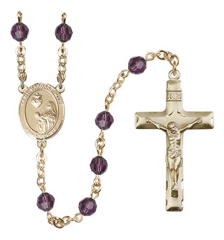 14 Karat Gold 6mm Austrian Crystal Saint Margaret Mary Alacoque Rosary in Amethyst
