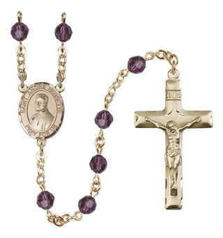 14 Karat Gold 6mm Austrian Crystal Saint Andre Bessette Rosary in Amethyst