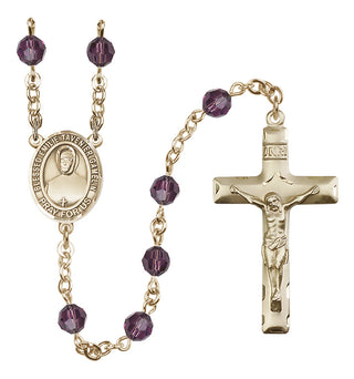 14 Karat Gold 6mm Austrian Crystal Blessed Emilie Tavernier Gamelin Rosary in Amethyst