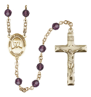 14 Karat Gold 6mm Austrian Crystal Saint Jose Sanchez del Rio Rosary in Amethyst