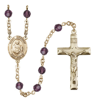 14 Karat Gold 6mm Austrian Crystal Saint Norbert of Xanten Rosary in Amethyst