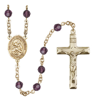 14 Karat Gold 6mm Austrian Crystal Our Lady of the Precious Blood Rosary in Amethyst