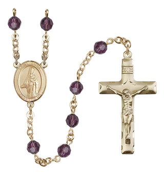 14 Karat Gold 6mm Austrian Crystal Saint Emma Uffing Rosary in Amethyst