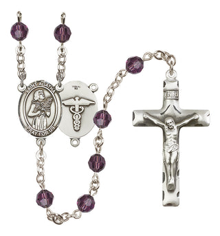 Sterling Silver 6mm Austrian Crystal Saint Agatha / Nurse Rosary in Amethyst